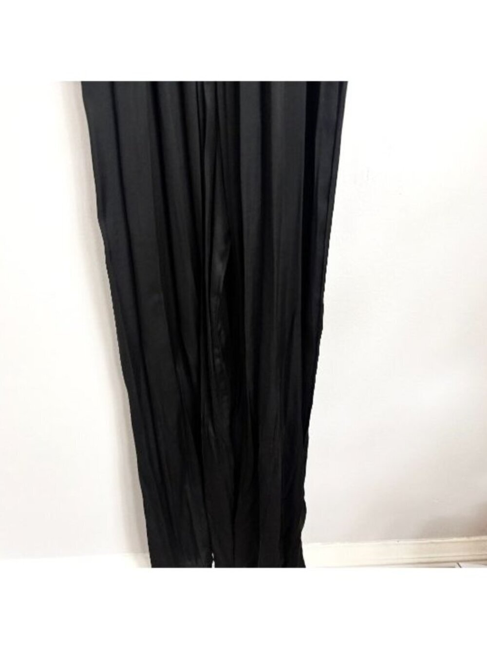NWT Zara Black Satin Effect Floor Length Black Sleeveless Jumpsuit - Sz XS - Picture 3 of 12